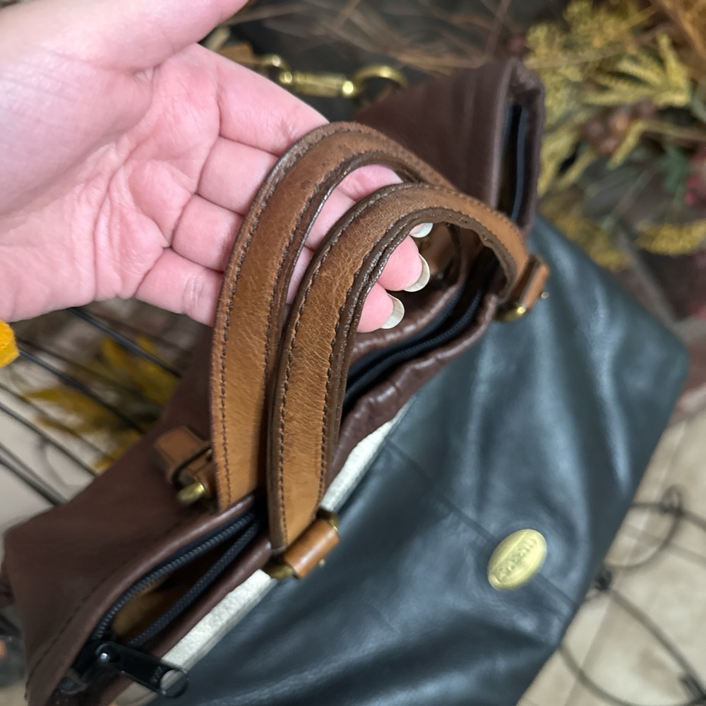 Fossil Brown Gold Black Colorblock Leather Crossbody - Picture 4 of 11
